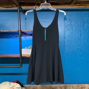 Express |simple black skater dress w/ teal zipper